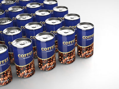 coffee can white background multiple left 3d rendering
