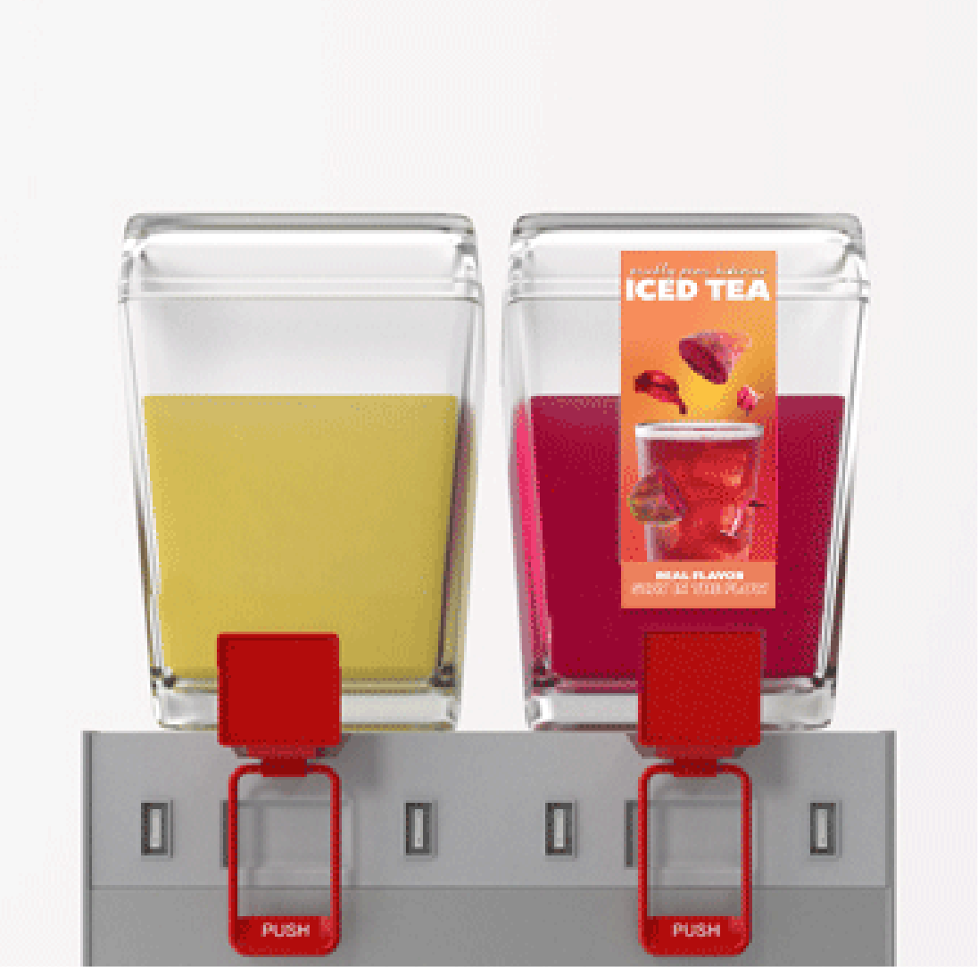 Two juice dispensers filled with refreshing juice